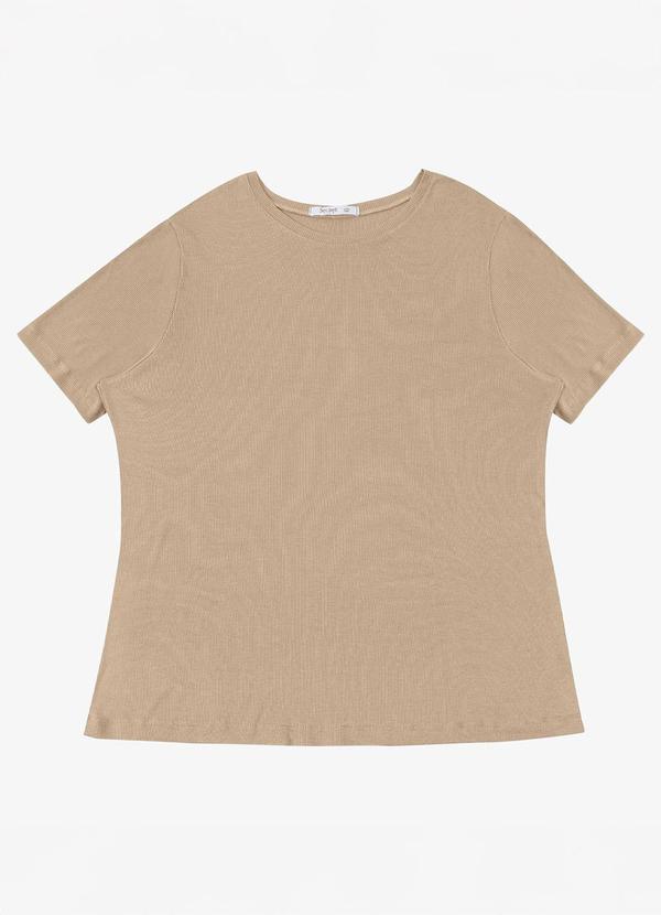 Blusa Manga Curta Feminina Plus Size Marrom