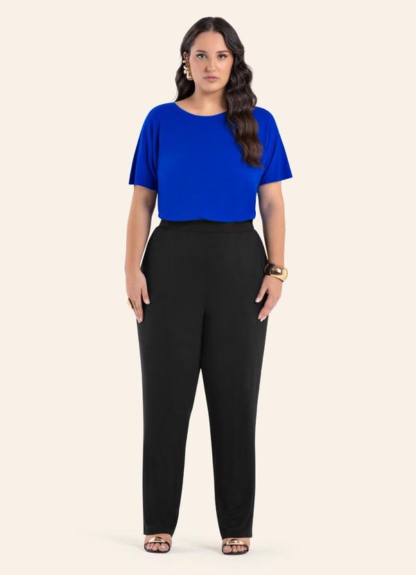 Blusa Manga Morcego Feminina Plus Size Azul