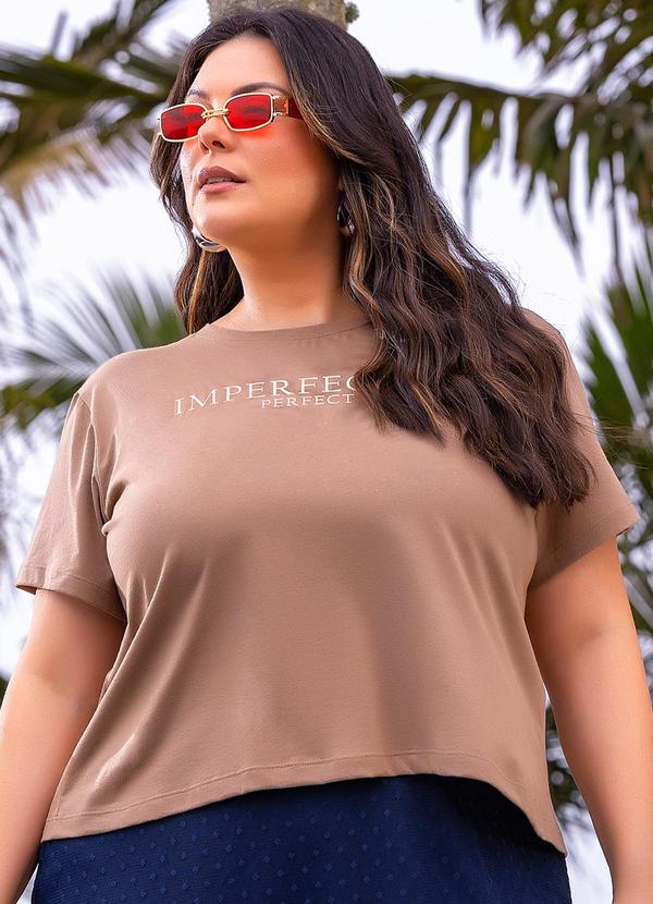 Blusa Marrom Claro em Malha de Algodão