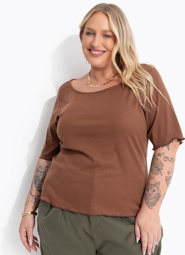 Blusa Marrom em Ribana Canelada