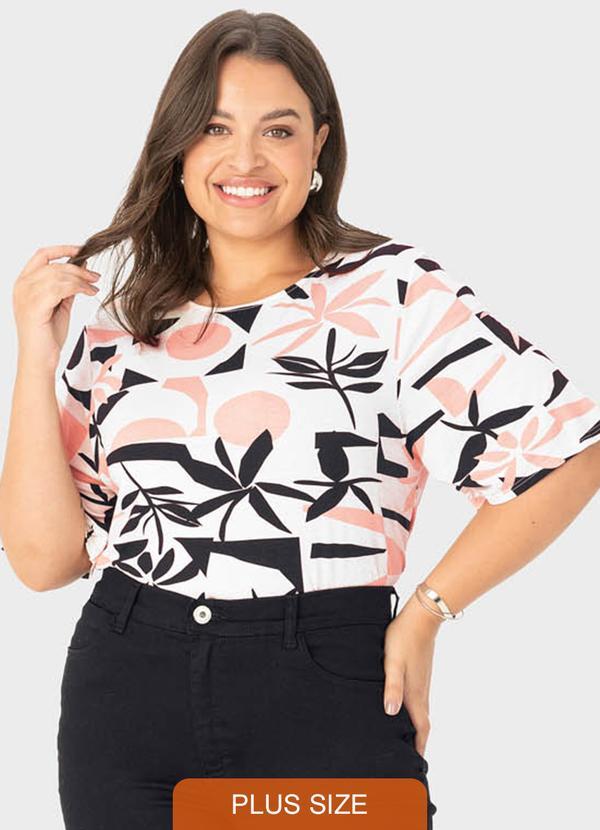 Blusa Off White Box Tropical em Viscolinho