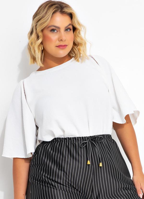 Blusa Off White em Crepe Plano