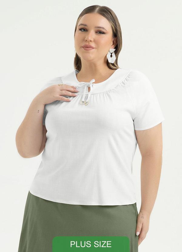 Blusa Plus Size Bata em Viscose Branco