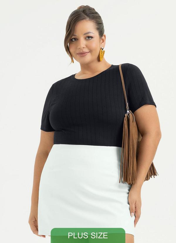 Blusa Plus Size Canelada Preto