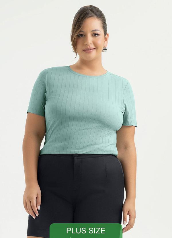 Blusa Plus Size Canelada Verde Claro