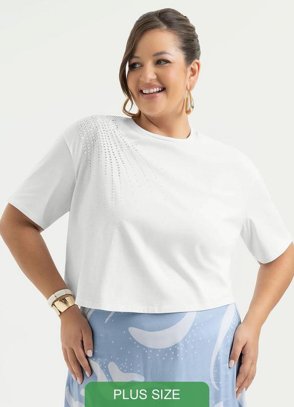 Blusa Plus Size Cropped em Algodão Branco