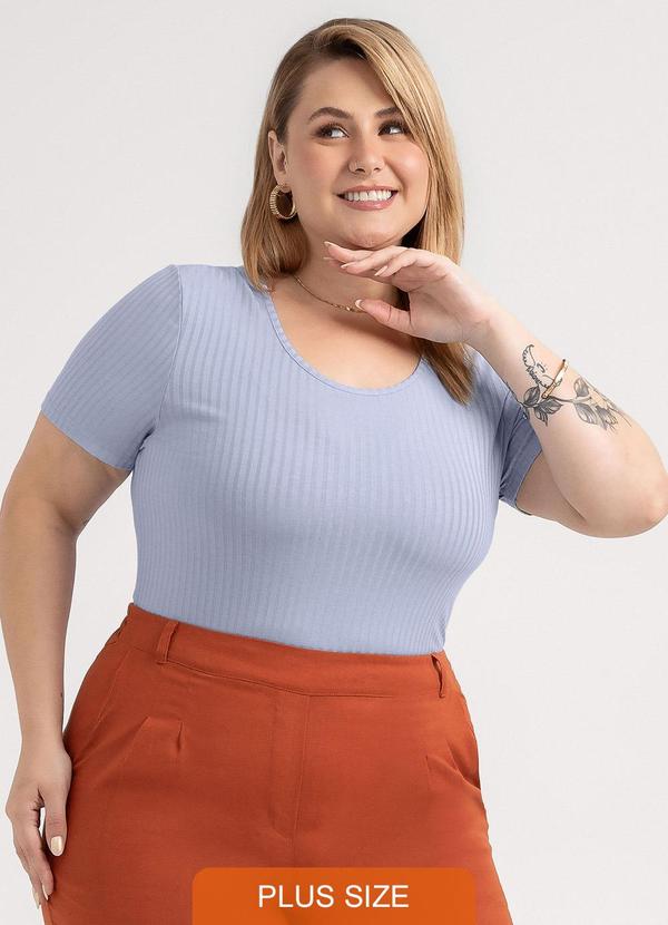 Blusa Plus Size em Canelado Azul