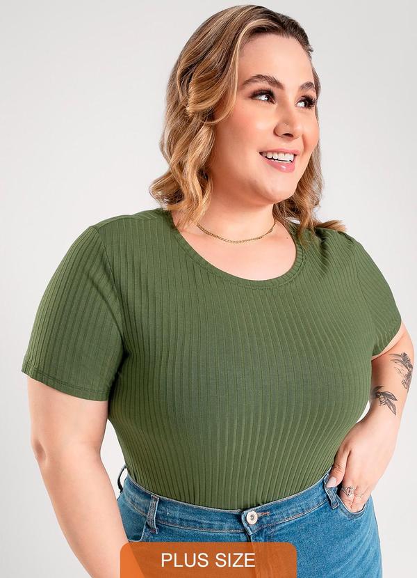 Blusa Plus Size em Canelado Verde