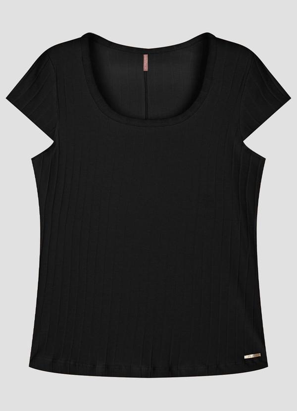 Blusa Plus Size em Cotton Canelado Preto