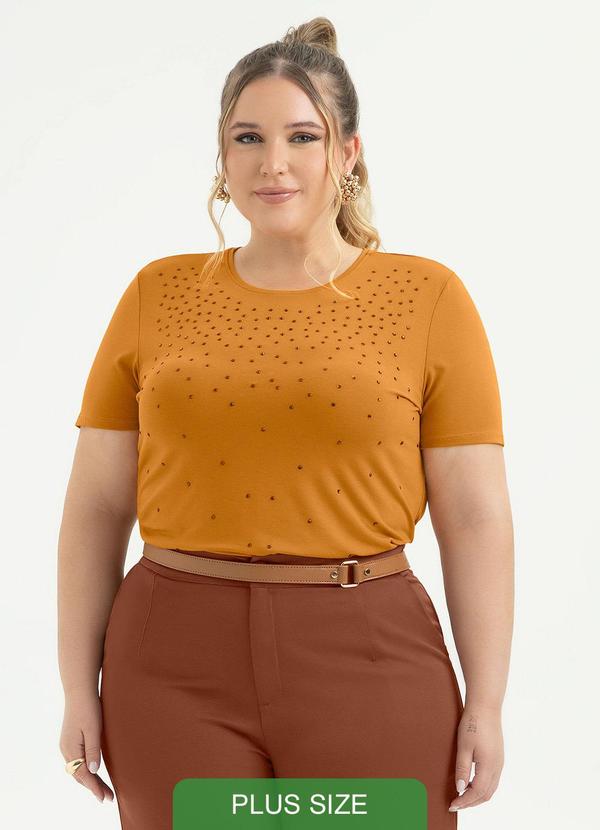 Blusa Plus Size em Crepe Laranja