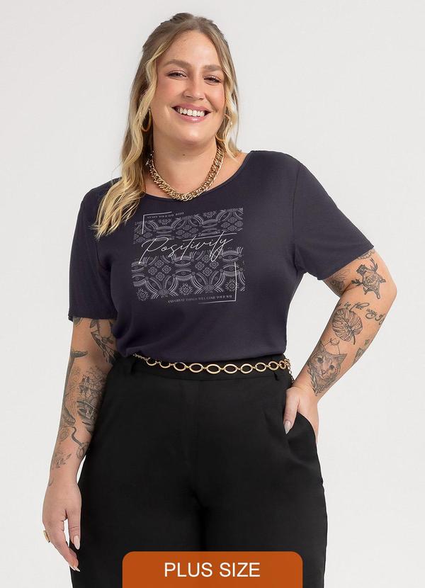 Blusa Plus Size em Misturinha Preto