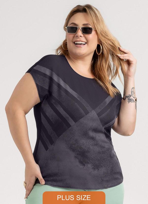 Blusa Plus Size em Misturinha Preto