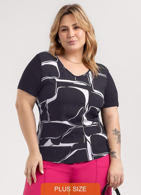 Blusa Plus Size em Misturinha Preto