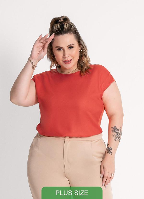 Blusa Plus Size em Viscose Laranja Escuro