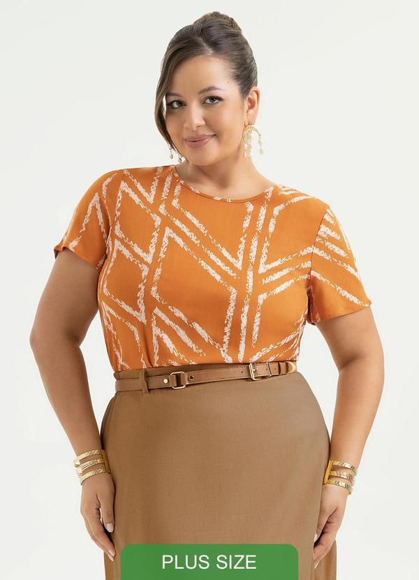 Blusa Plus Size em Viscose Laranja Escuro