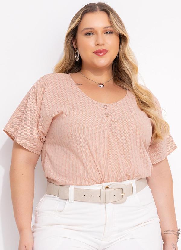 Blusa Poá Rosa em Voil Devorê
