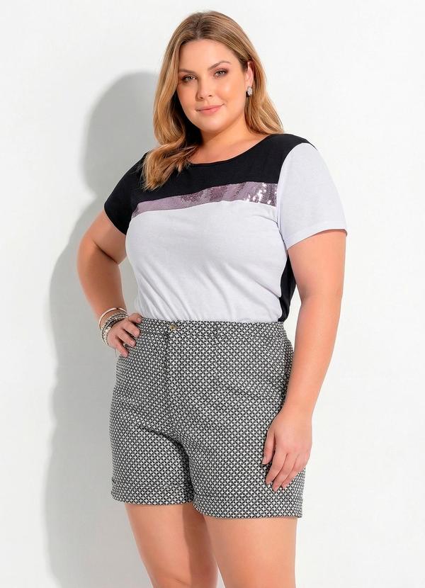 Blusa Preta em Malha de Algodão com Paetê
