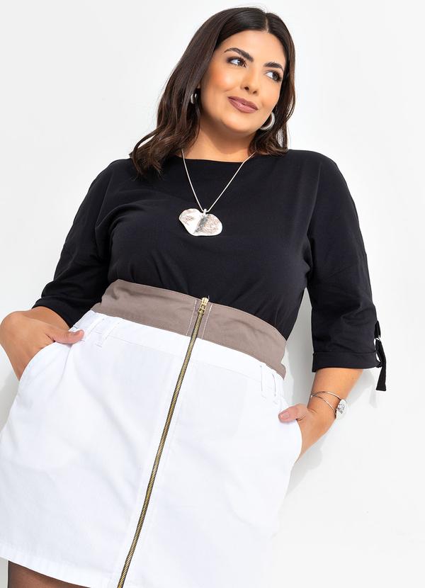 Blusa Preta em Malha de Algodão