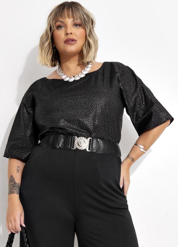 Blusa Preta em Voil com Brilho