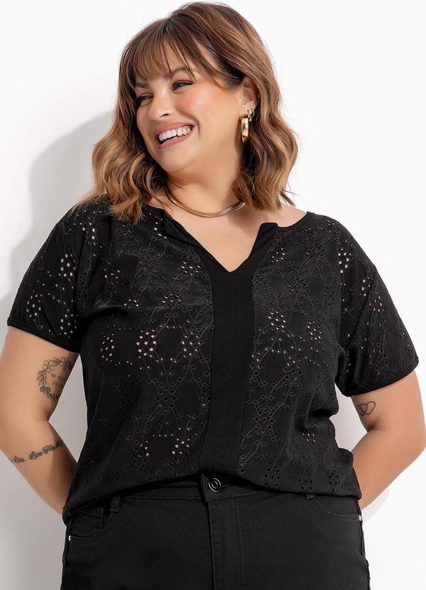 Blusa Preto em Malha Laise