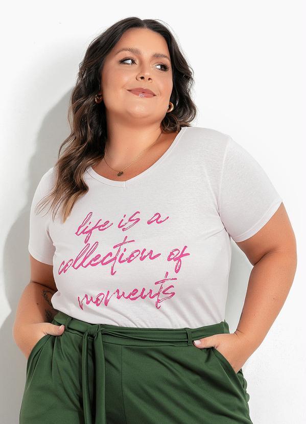 Blusa Rosa Claro com Estampa na Frente Plus Size