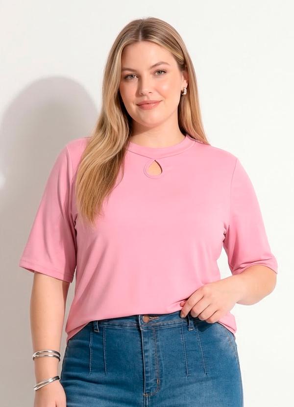 Blusa Rosa em Malha de Poliéster