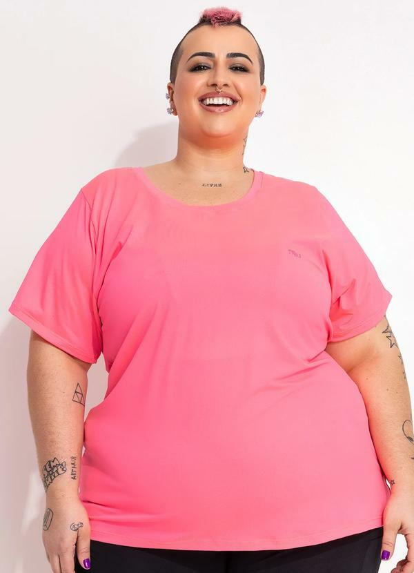 Blusa Rosa Neon em Microfibra - Dry Fit Uv50+
