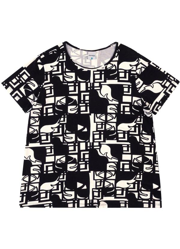 Blusa Tropical em Malha Viscose PlusPreto