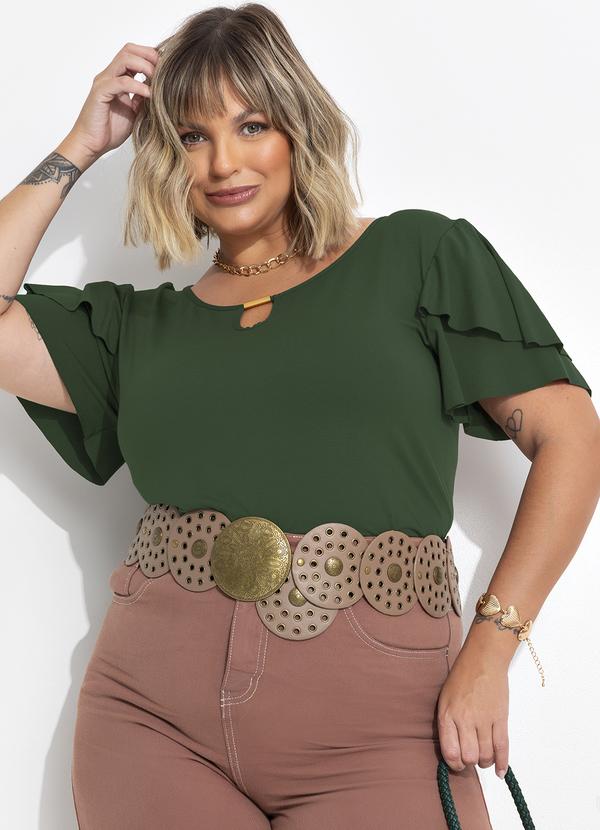 Blusa Verde Escuro em Malha de Viscose
