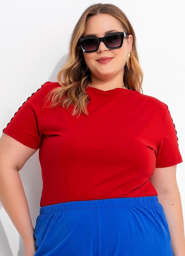Blusa Vermelha em Malha de Algodão