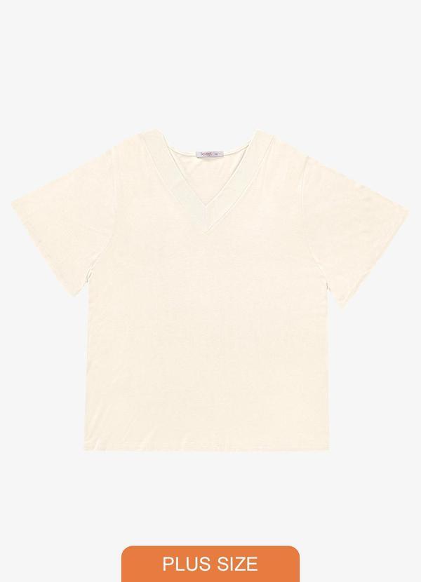 Blusa Visco Tricot Plus Size Bege
