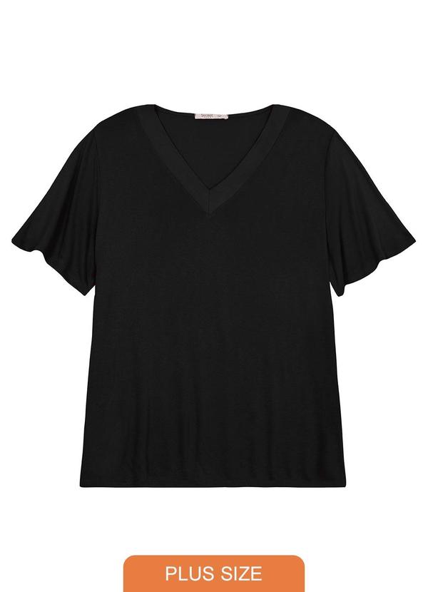 Blusa Visco Tricot Plus Size Preto
