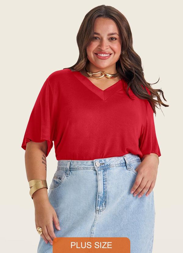 Blusa Visco Tricot Plus Size Vermelho
