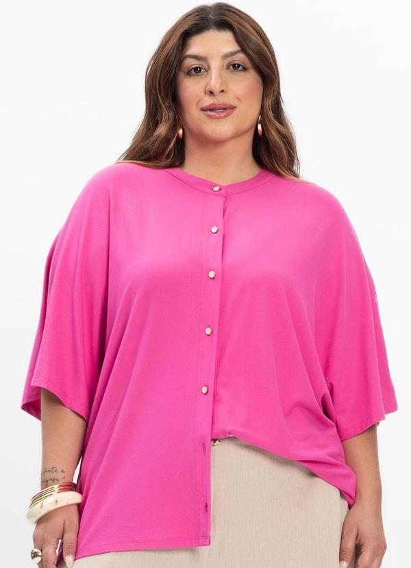 Camisa Feminina Plus Size Rosa