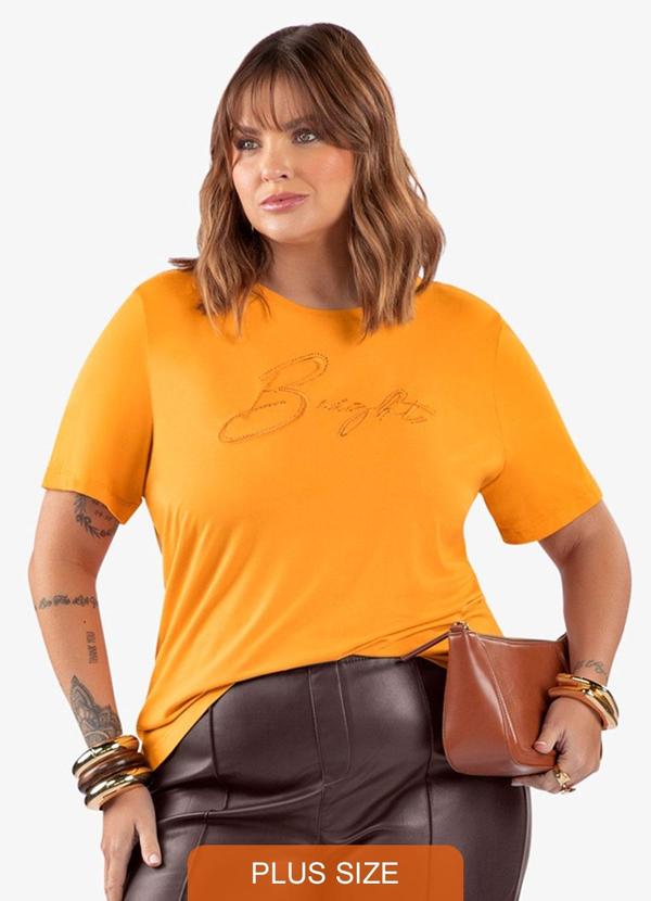 Camiseta Bordado Plus Size Amarelo