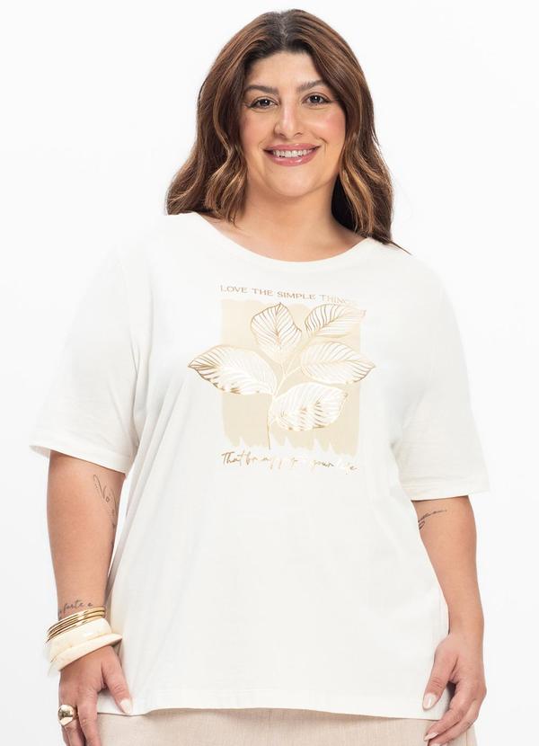 Camiseta Feminina Plus Size Bege