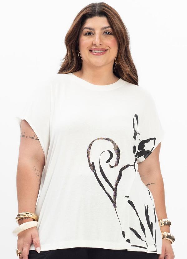 Camiseta Feminina Plus Size Bege
