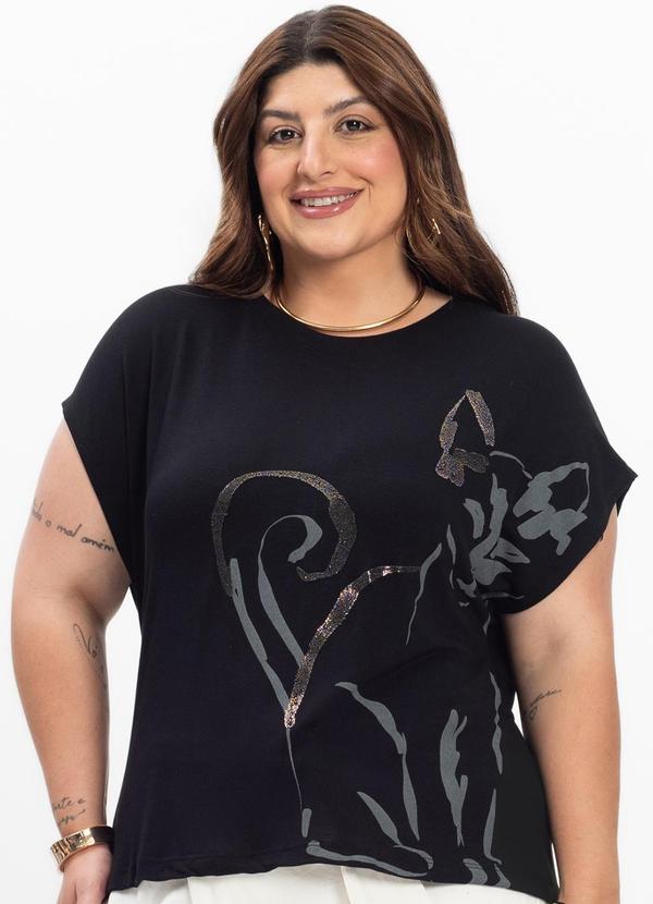 Camiseta Feminina Plus Size Preto