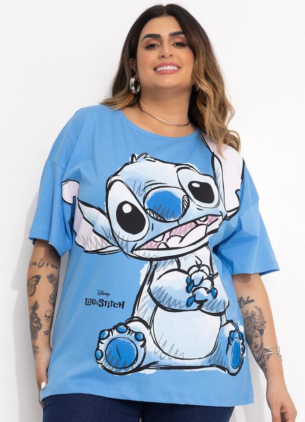 T-Shirt Azul em Malha de Algodão Penteado