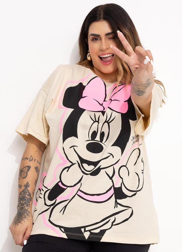 T-Shirt Bege em Malha de Algodão Penteado