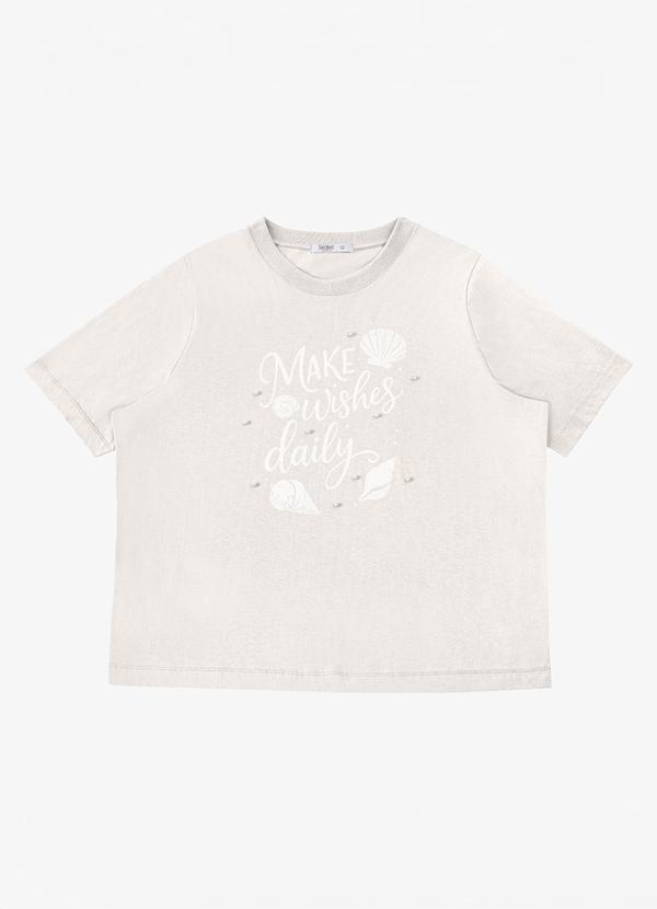 T- Shirt Feminina com Estampa Bege