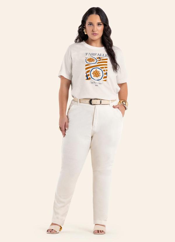 T-Shirt Feminina com Estampa Bege