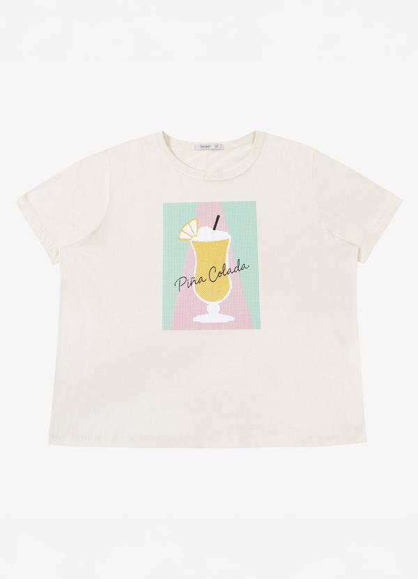 T- Shirt Feminina Estampa Pina Colada Bege