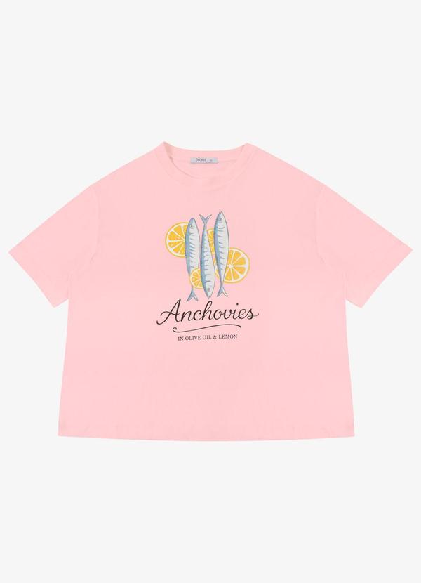 T-Shirt Feminina Estampa Sardinha Rosa