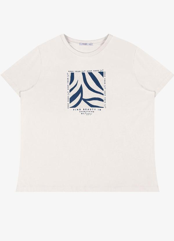 T Shirt Feminina Plus Meia Malha Bege
