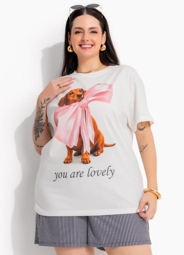 T-Shirt Off White em Algodão Penteado