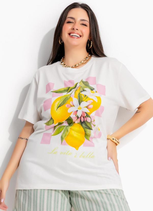 T-Shirt Off White em Algodão Penteado