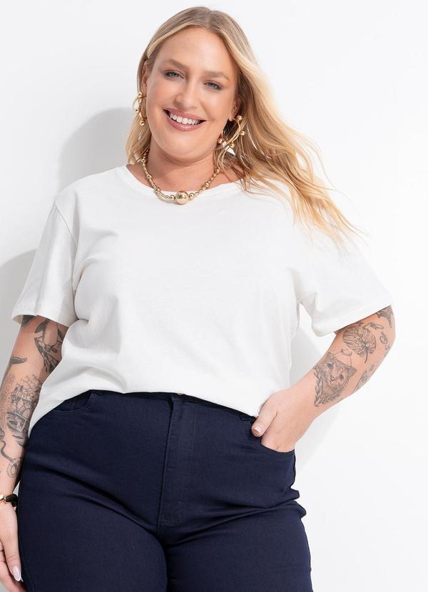 T-Shirt Off White em Algodão