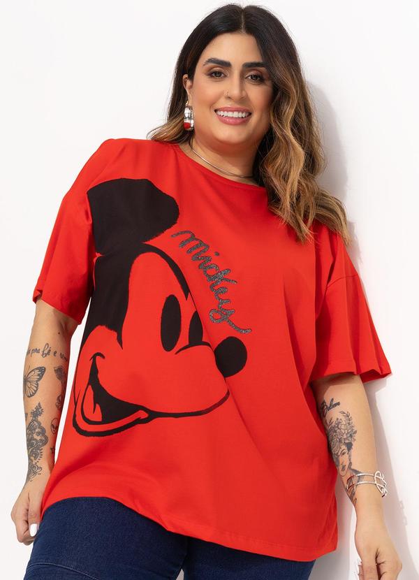 T-Shirt Vermelho em Malha de Algodão Penteado