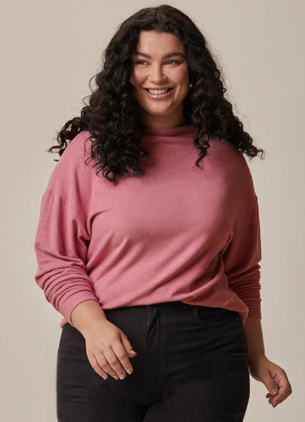 Blusa Ampla em Malha Térmica Plus Rosê
